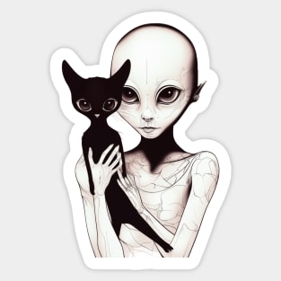 Hold the Alien Kitten Sticker